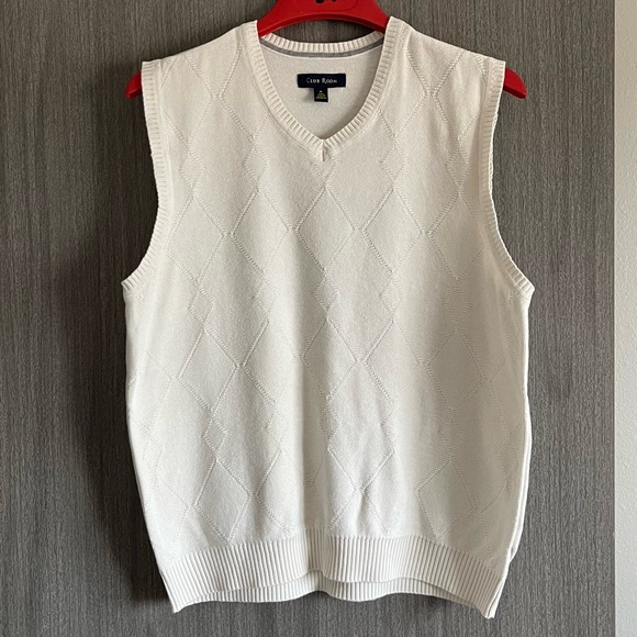 Club Room Sweater Vest - Cream & Argyle - Size Medium - Picture 1 of 10